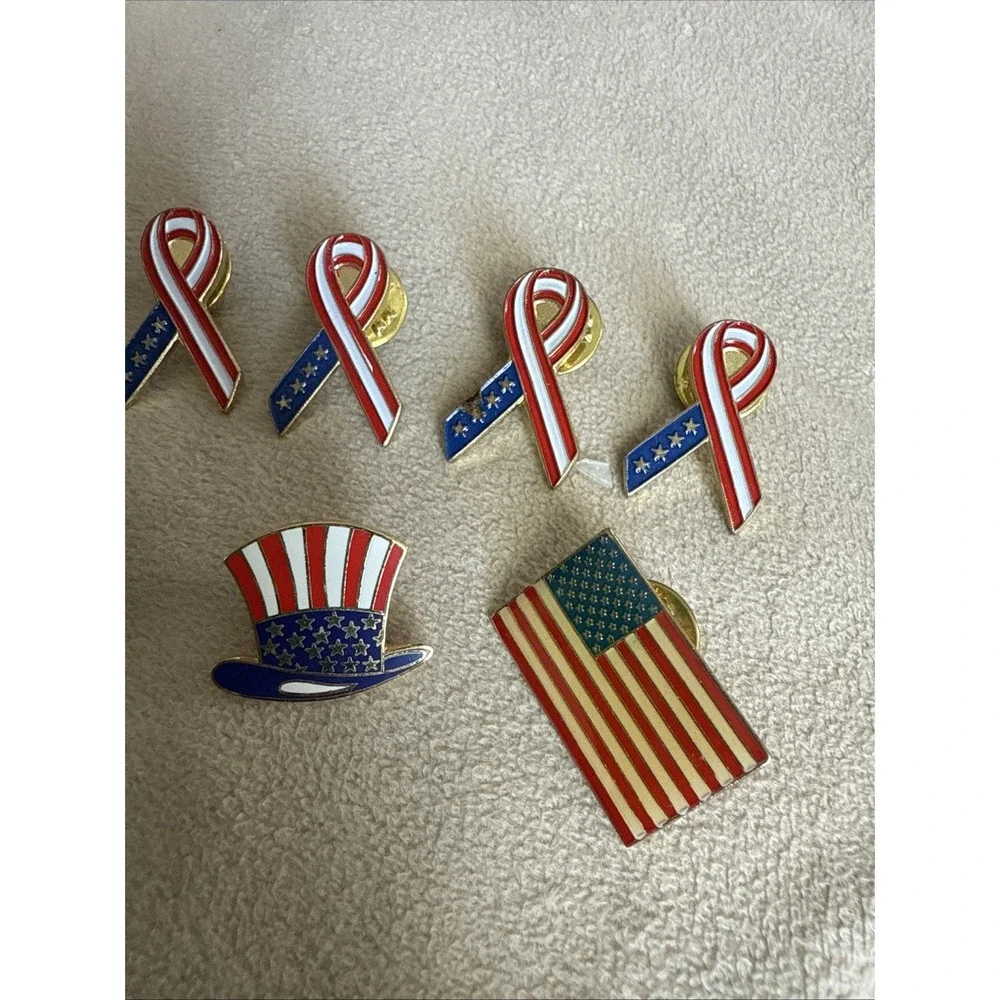 Uncle Sam's Top Hat Lapel Pin Red White & Blue Stars Stripes Patriotic 4322‎